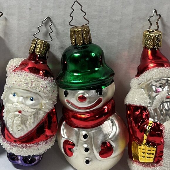 Lot Of 4 Old World Hand Blown Christmas Santa Snowman Soldier Ornaments … - Picture 3 of 13